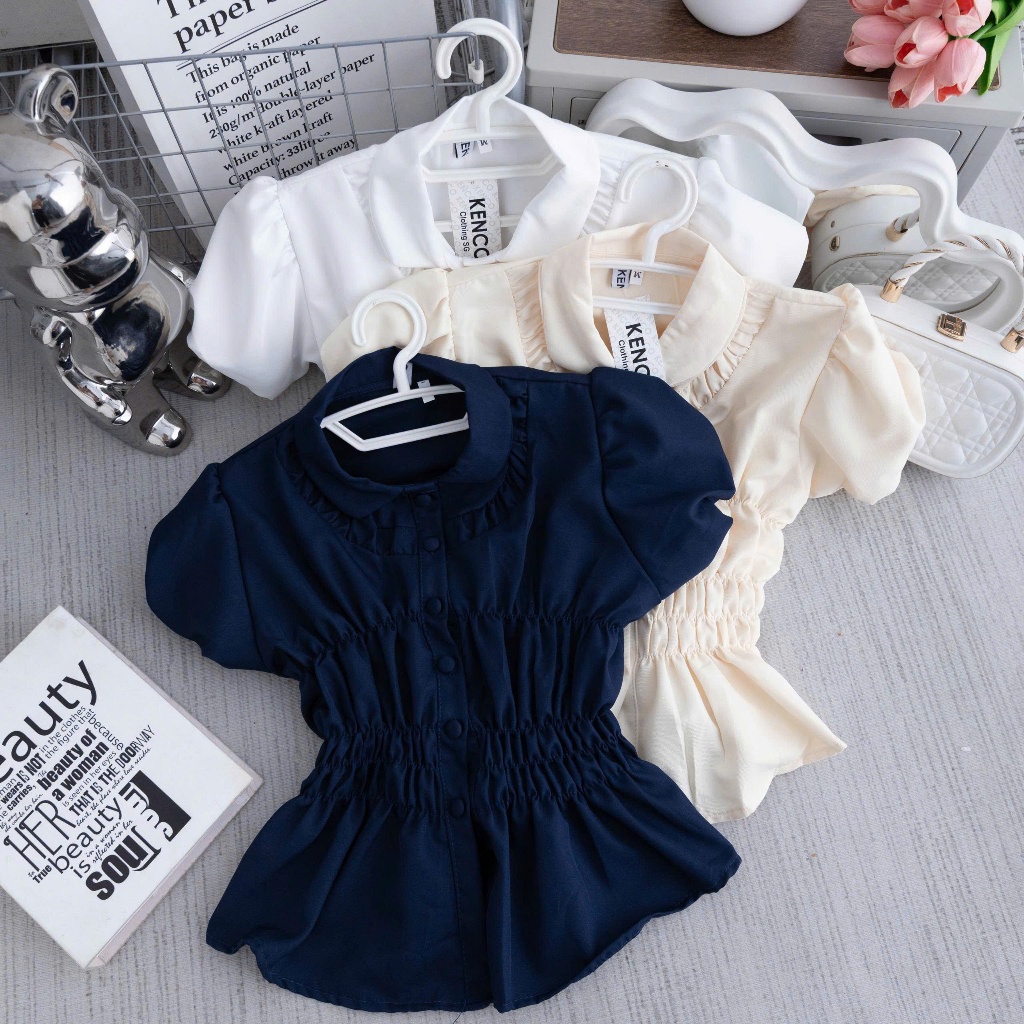 Áo Sơmi Cổ Sen Cúc Bọc Tay Bồng Chun Eo LÂM TÚ CLOTHING MA9777 | BigBuy360 - bigbuy360.vn