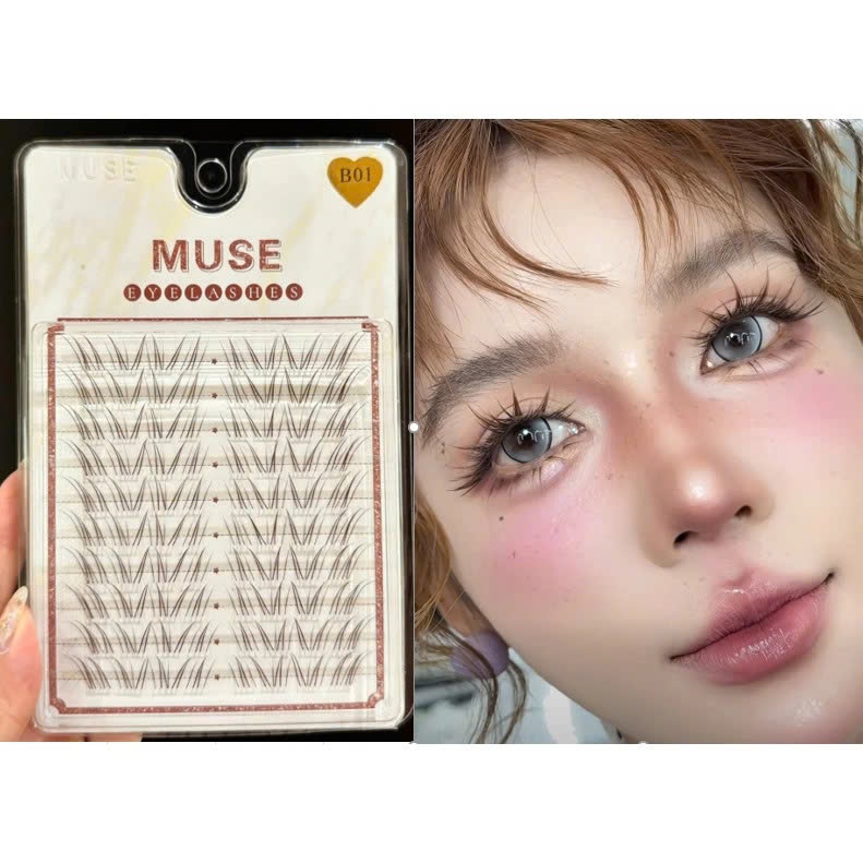LeeVelvetLashes mi muse nâu B01, mi giả cao cấp nâu tây,Sợi mi mảnh, mềm – tạo hiệu ứng như mi thật