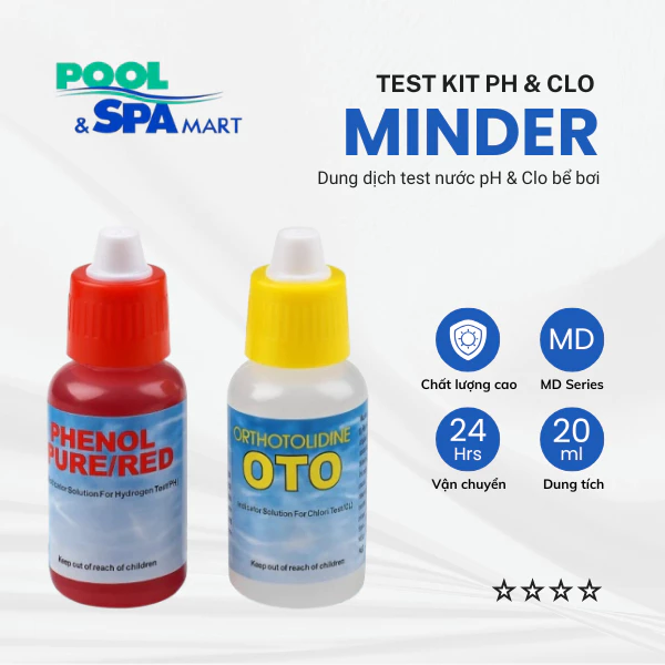 Hộp thử nước bể bơi, bộ dụng cụ test nước hồ bơi, hộp test pH và Clo hồ bơi