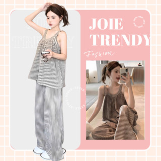 Set Lounge Wear Hàn Quốc JOIE TRENDY - Set Sát Nách Giấu Bụng Kẻ Sọc Dọc Suông Rộng
