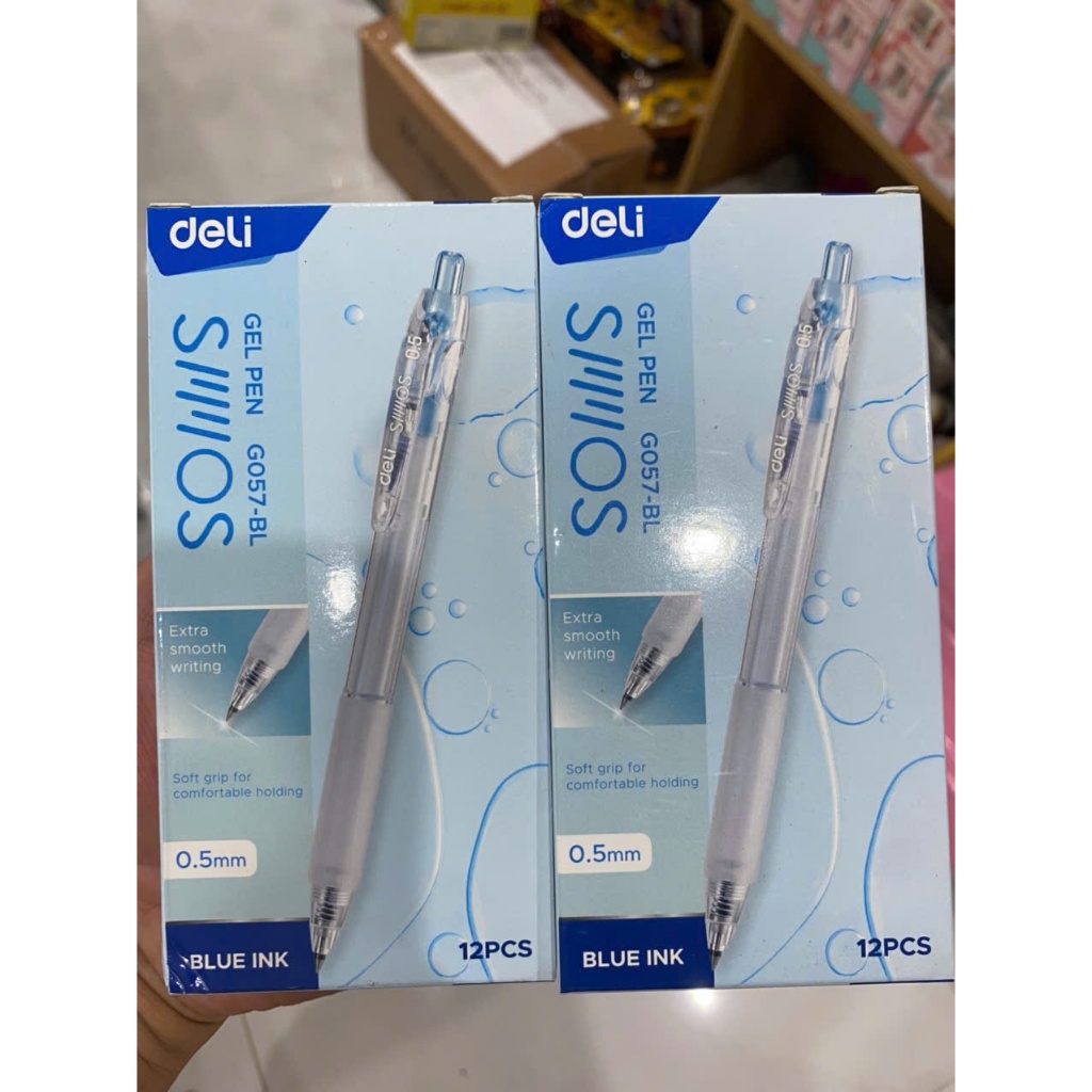 Bút Bi Gel Bấm Deli G057  Êm Trơn - Ngòi 0.5mm