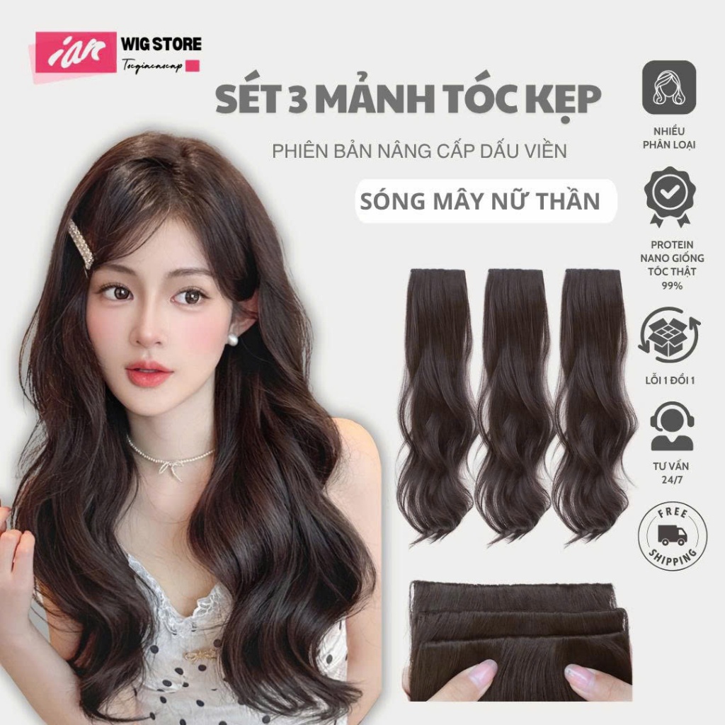 Tóc Kẹp Sóng Mây 3 Mảnh IAN – Nâng Cấp Dày Viền