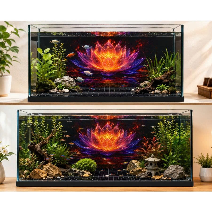 Decal tranh dán hồ cá 3D Kho In Ấn HC40 chống nước, In KTS dán dễ, gỡ dễ, có keo sẵn, nhiều kích cỡ