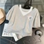 Set Bộ Đồ Nữ Thể Thao Mùa Hè Cổ V Giả Hai Mảnh Năng Động Đi Chơi Ở Nhà