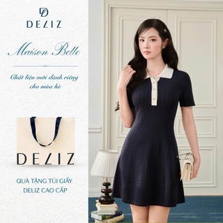 DELIZ PREMIUM - Váy len nữ cổ polo dáng xòe tiểu thư dệt nhiều lỗ thoáng khí mềm mịn cao cấp VA280 (Tặng túi giấy)