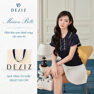 DELIZ PREMIUM - Áo len lông thỏ cổ polo phối viền bèo tiểu thư đính cúc tròn phong cách Hàn Quốc PL311 (Tặng túi giấy)