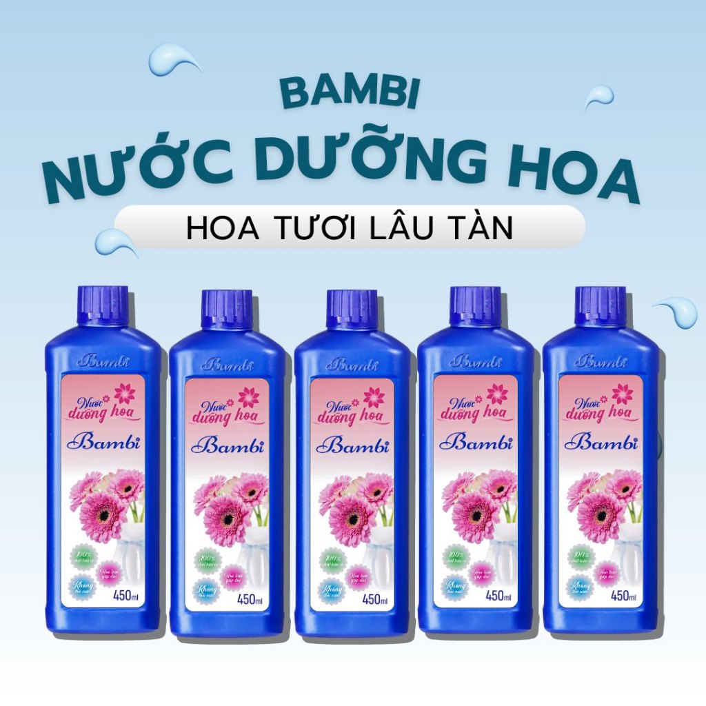 Combo 3 Chai Nước dưỡng hoa Bambi chai 450ml giúp hoa tươi lâu, nở đều, cứng cánh