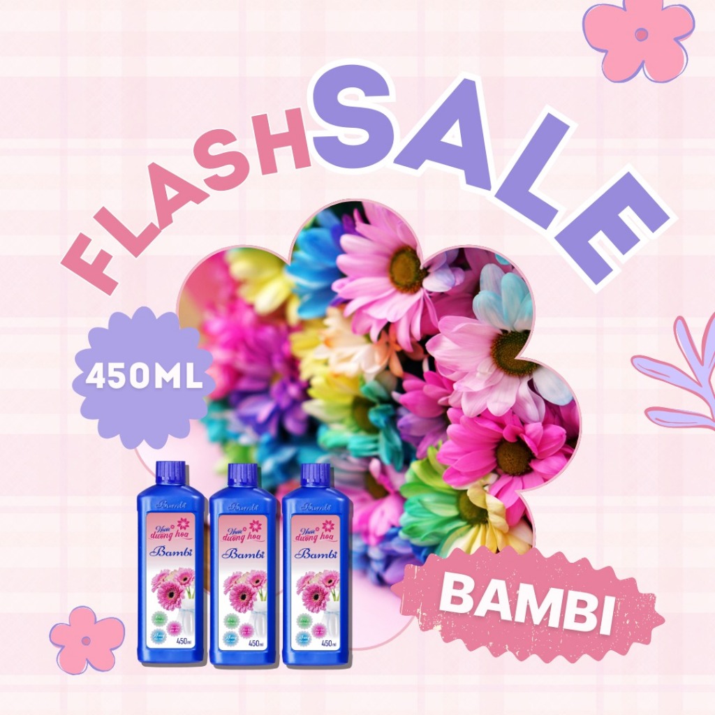Combo 3 Chai Nước dưỡng hoa Bambi chai 450ml giúp hoa tươi lâu, nở đều, cứng cánh