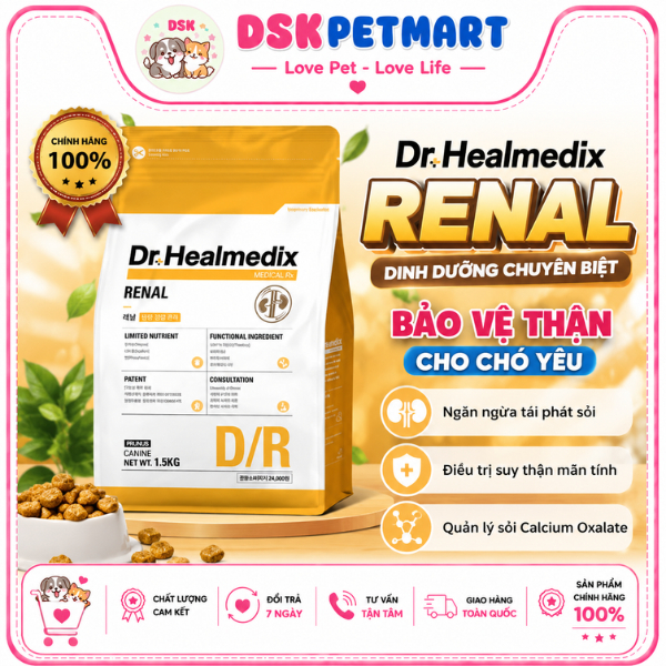 Thức Ăn Hạt Dr.Healmedix Renal Phòng Và Hỗ Trợ Bệnh Thận Cho Chó - Túi 1.5kg