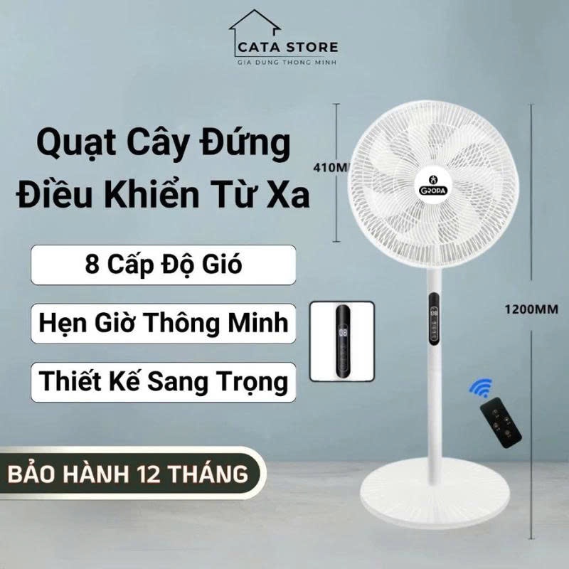 Quạt Cây Đứng Gropa Chính Hãng Điều Khiển Từ Xa, 7 Cánh Siêu Mát, Công Suất 40W, Tiết Kiệm Điện | BigBuy360 - bigbuy360.vn