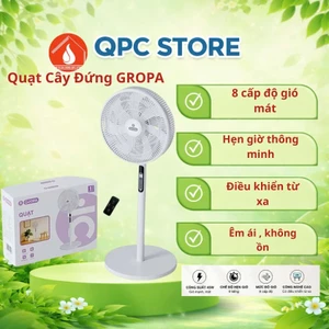 Quạt Cây Đứng Gropa Chính Hãng Điều Khiển Từ Xa, 7 Cánh Siêu Mát, Công Suất 40W, Tiết Kiệm Điện