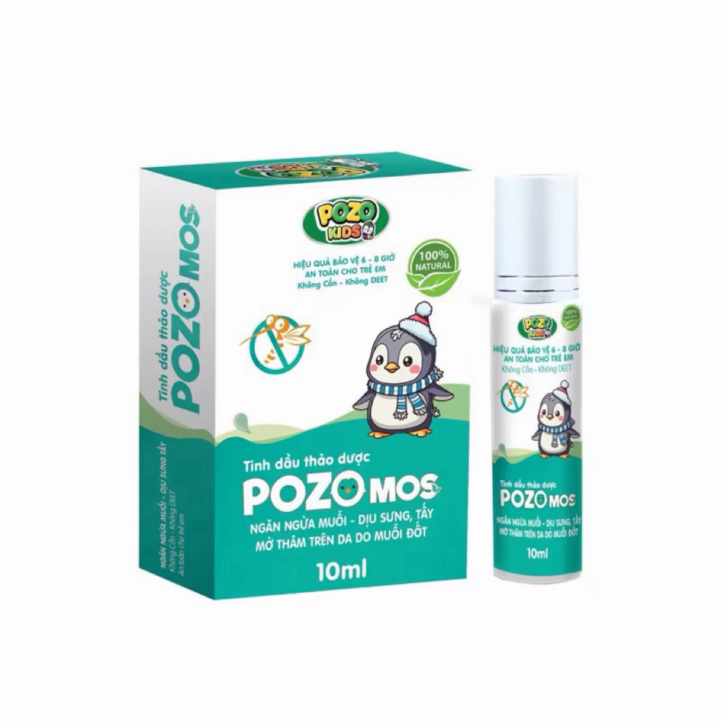 Thanh Lăn Thảo Dược Xua Muỗi PozoMos-Pozokids Hỗ Trợ Xua Đuổi Muỗi cho bé yêu, Dưỡng Ẩm Da lọ 10ml