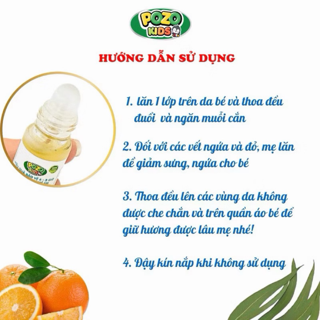 Thanh Lăn Thảo Dược Xua Muỗi PozoMos-Pozokids Hỗ Trợ Xua Đuổi Muỗi cho bé yêu, Dưỡng Ẩm Da lọ 10ml