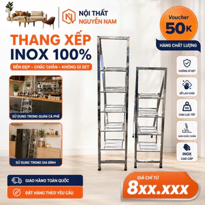 Thang inox gấp gọn dùng trong nhà hoặc ngoài trời inox 100% sử dụng chắc chắn,an toàn