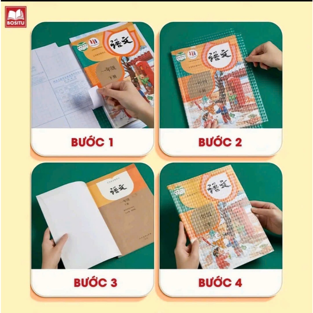 Combo Bọc sách Decal #2 Tự Dính, dễ thao tác, đủ size cho cả sách giáo khoa và vở viết Tặng Kèm nhãn