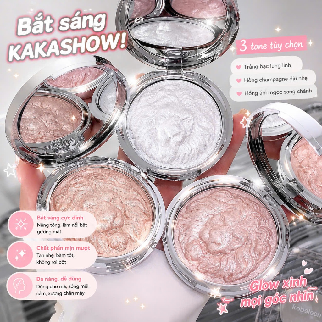 Bắt sáng KAKASHOW siêu glow , Họa tiết sư tử Chống thấm nước lâu trôi Ngọc trai 3D Làm sáng da mặt C546