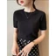 Áo Len Tăm Cộc Tay Nữ Ôm Body Élan Sweet, Áo Len Mỏng Cổ Tròn Co Giãn Bốn Chiều Mặc Hè, Thu Cao Cấp