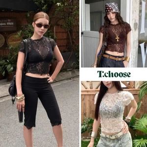 Áo thun ren mỏng ngắn tay 277 TCHOOSE