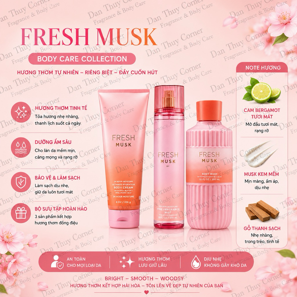 Fresh Musk – Xịt thơm & dưỡng thể Bath & Body Works hương cam bergamot ...