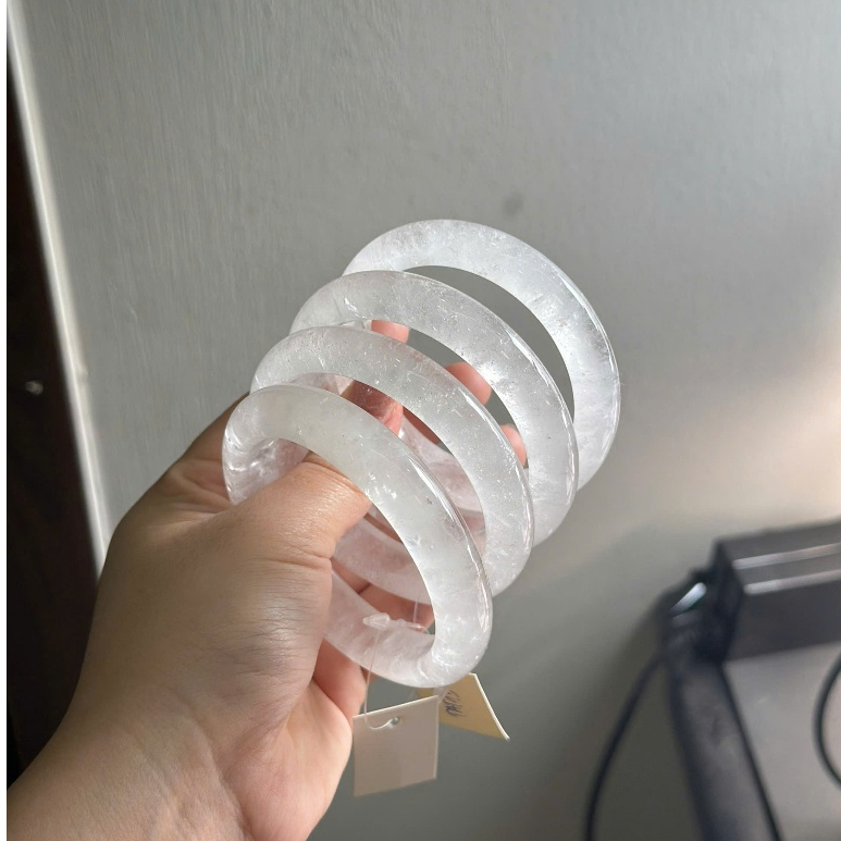[𝐒𝐀𝐋𝐄] Vòng tay Thạch Anh Trắng bản hẹ trang sức cao cấp bằng đá tự nhiên nguyên khối 𝐊𝐈𝐌 𝐓𝐇À𝐍𝐇 𝐁Ả𝐎