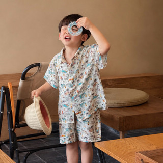 Set đi biển cho bé Batala Kids, Bộ đi chơi du lịch đũi tơ hoạ tiết hoa lá thoáng mát cho bé trai từ 10-22kg HOALA