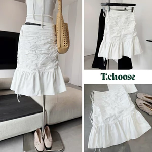 Chân váy trắng nhún dây rút, chân váy ngắn xòe 26016 TCHOOSE