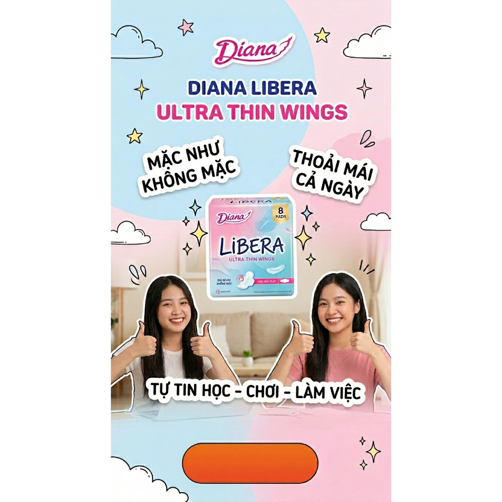 BĂNG VỆ SINH DIANA LIBERA SIÊU MỎNG CÁNH (8 MIẾNG)