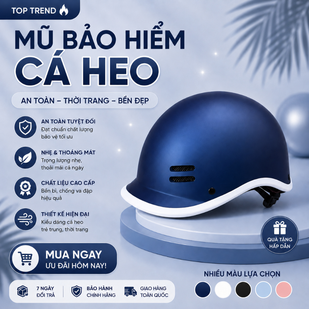 Mũ Bảo Hiểm Cá Heo Trend xu hướng - thương hiệu uy tín - helmet
