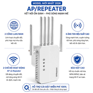 Bộ kích sóng Wifi Repeater EXT350 6 râu tốc độ cao, mở rộng tầm phát sóng, cải thiện tốc độ mạng