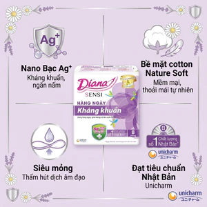 BVS HÀNG NGÀY DIANA SENSI KHÁNG KHUẨN 8 MIẾNG – BẢO VỆ KHÁNG KHUẨN TOÀN DIỆN