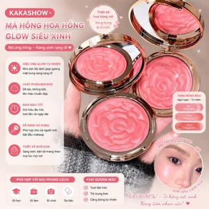 Má hồng hoa hồng KAKASHOW siêu glow mịn lì, không trôi giữ lớp bóng mịn trên da No.C663