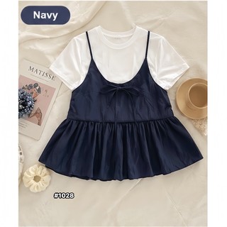 (MỞ BÁN) Set yếm nữ 2 dây dáng bí đính nơ kèm áo thun cộc tay basic tiểu thư đi chơi du lịch Yến Tee #1028