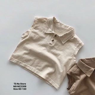Áo ba lỗ áo tanktop có cổ bé trai bé gái kiểu hàn vải cotton mềm thoáng mát cho bé từ 9-28KG MZ2268