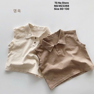 Áo ba lỗ áo tanktop có cổ bé trai bé gái kiểu hàn vải cotton mềm thoáng mát cho bé từ 9-28KG MZ2268