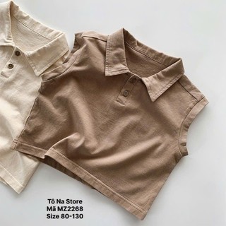 Áo ba lỗ áo tanktop có cổ bé trai bé gái kiểu hàn vải cotton mềm thoáng mát cho bé từ 9-28KG MZ2268