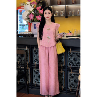 Sét áo lụa cộc tay khâu hình con sứa + quần xuông