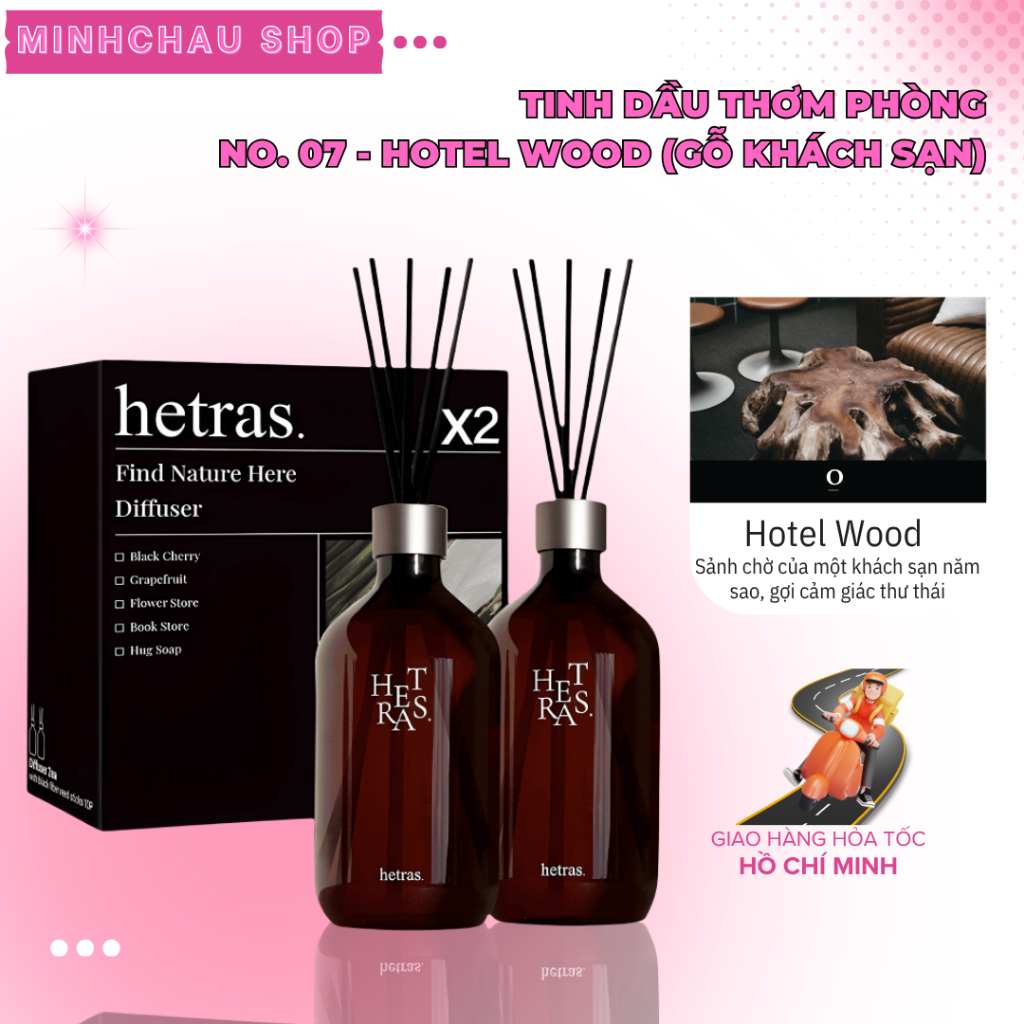 Tinh Dầu Khuếch Tán Thơm Phòng HETRAS (No.07 - Hotel Wood) - Tinh Dầu Để Phòng Ngủ, Nhà Vệ Sinh Lưu Hương Lâu