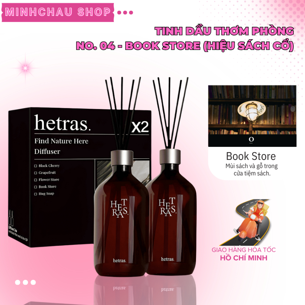 Tinh Dầu Khuếch Tán Thơm Phòng HETRAS (No.04 -Book Store) - Tinh Dầu Để Phòng Ngủ, Nhà Vệ Sinh Lưu Hương Lâu