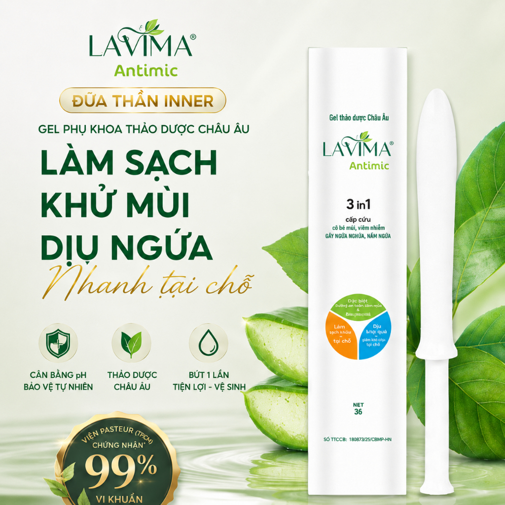 Gel Phụ Khoa Lavima Antimic Cho Mẹ Bầu Làm Sạch - Khử Mùi - Dịu Ngứa Nhanh Tại Chỗ