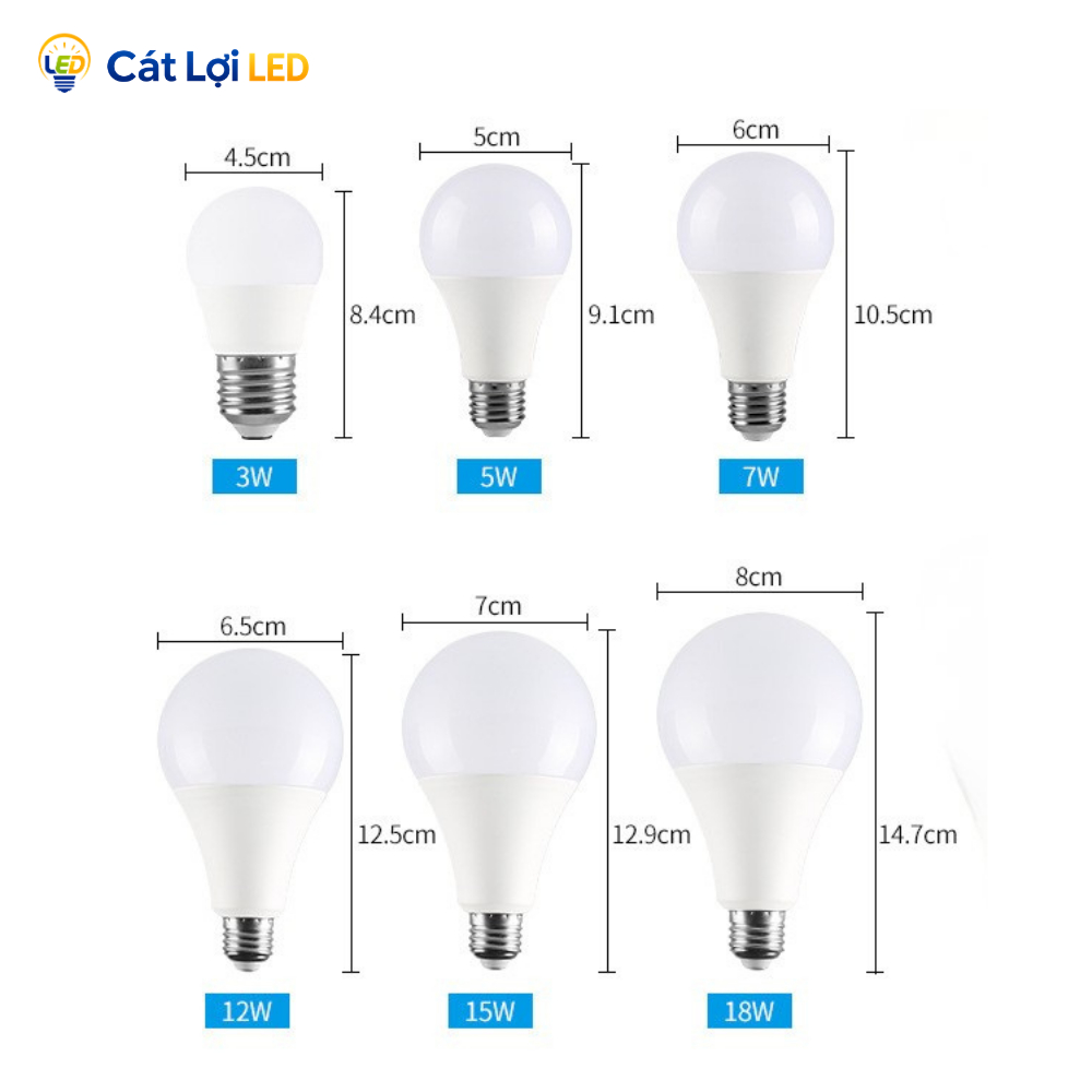 COMBO 5 Bóng Đèn LED Búp Tròn 3W 5W 7W Tiết Kiệm Điện, Độ Sáng Cao, Không Chói