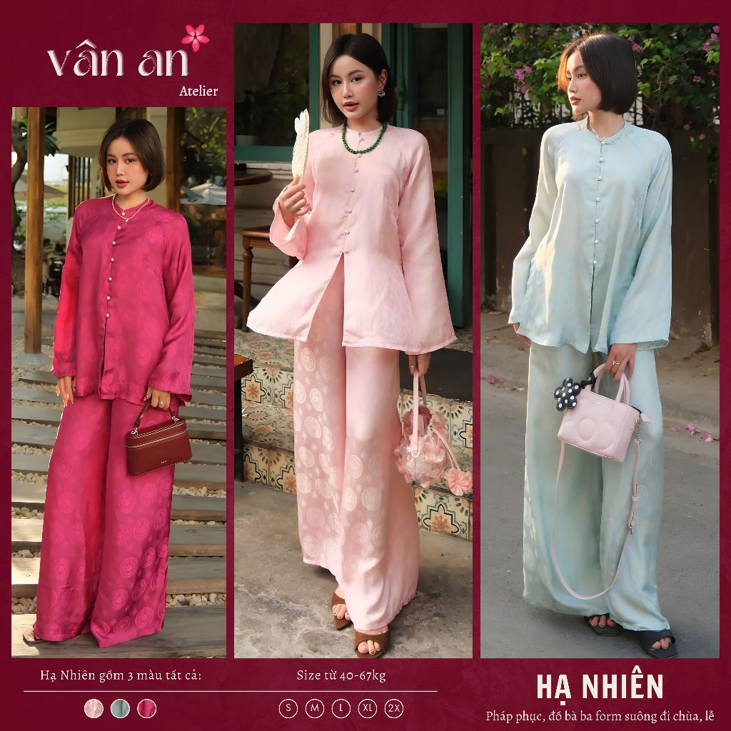 Bà Ba, Đồ Lam HẠ NHIÊN - Dáng Suông, Form Rộng - Lụa Tằm Mềm Mại Đi Chùa, Chơi Lễ Tết - Áo Dài Vân An