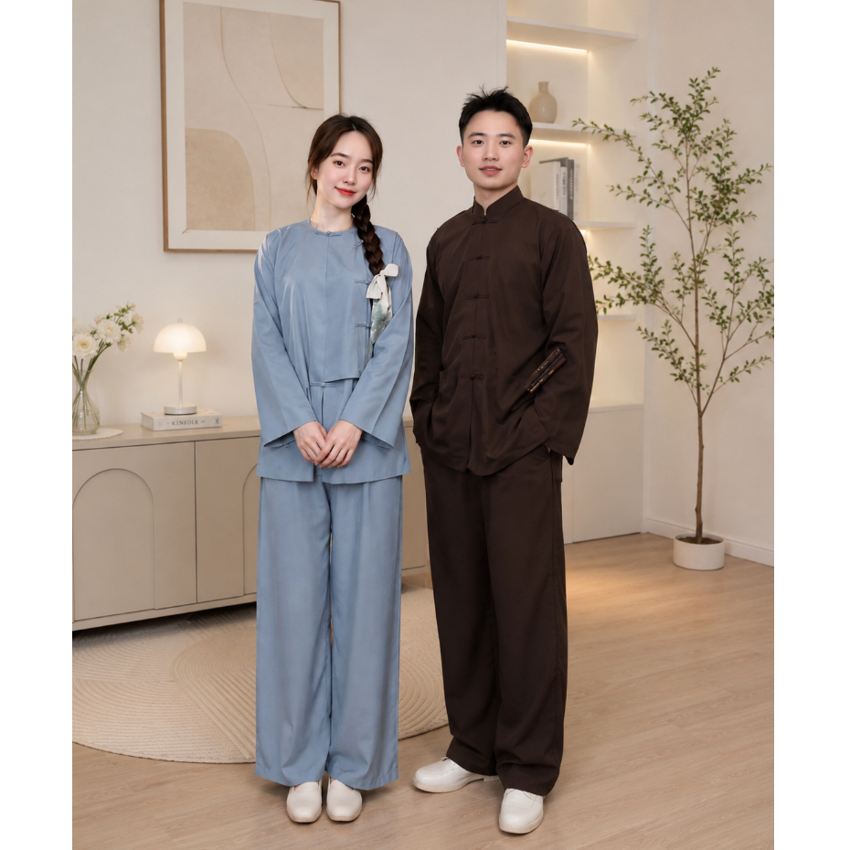 Nhuyễn truyền thống nam/nữ mặc được vải lụa nhuyễn đồ lam pháp phục đi chùa