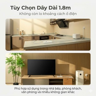 Ổ Cắm Điện Xiaomi CXB8 Dây 1.8m 8 Lỗ Công Suất 2500W Khoảng Cách Rộng An Toàn Cao