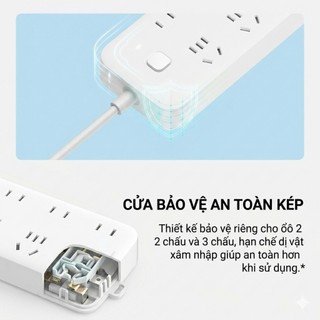 Ổ Cắm Điện Xiaomi CXB8 Dây 1.8m 8 Lỗ Công Suất 2500W Khoảng Cách Rộng An Toàn Cao
