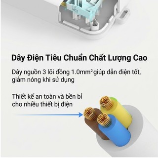Ổ Cắm Điện Xiaomi CXB8 Dây 1.8m 8 Lỗ Công Suất 2500W Khoảng Cách Rộng An Toàn Cao