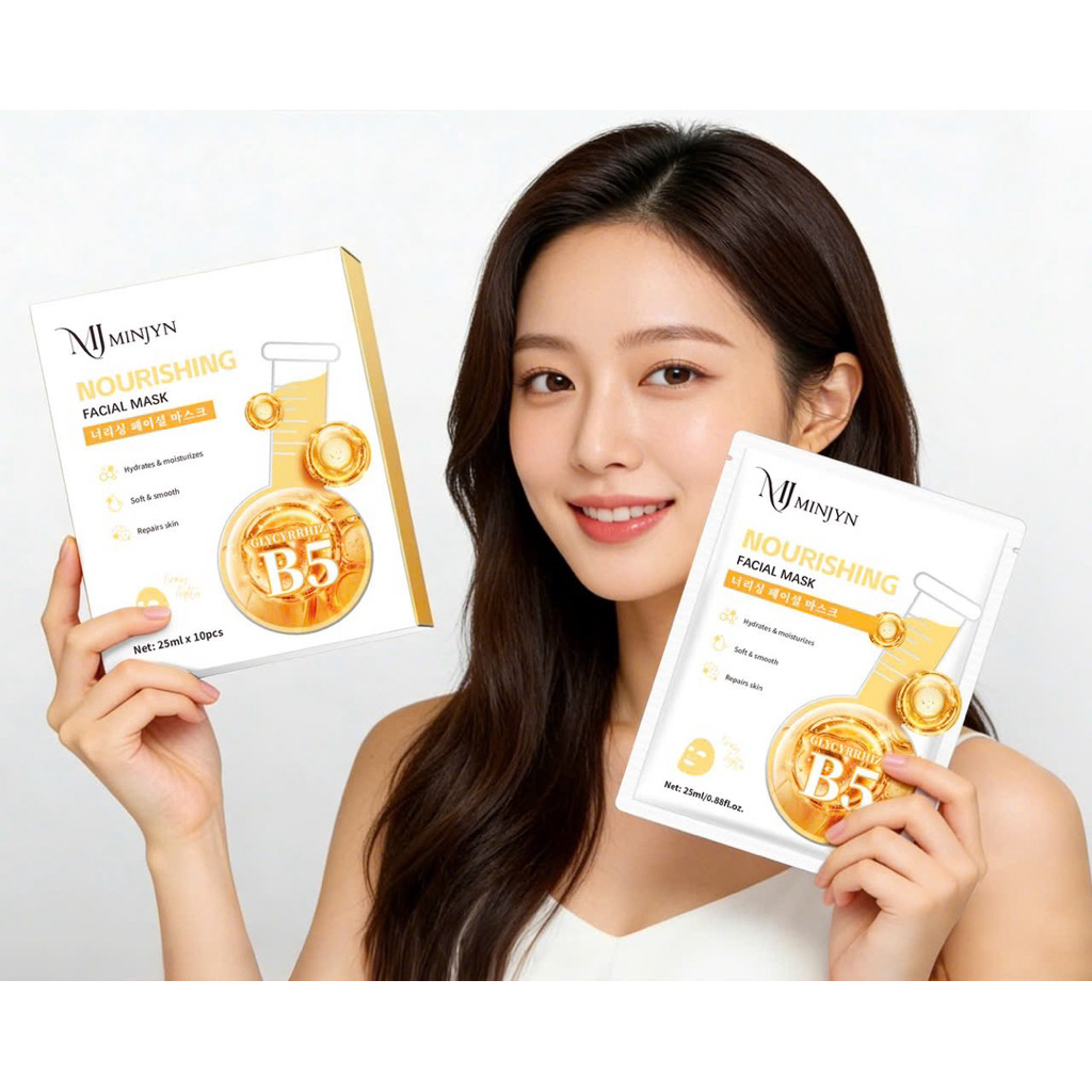 Hộp 10 Miếng Mặt Nạ B5 Minjin Cấp Ẩm, Phục Hồi, Dịu Mát Da Skin Mark ALOHA