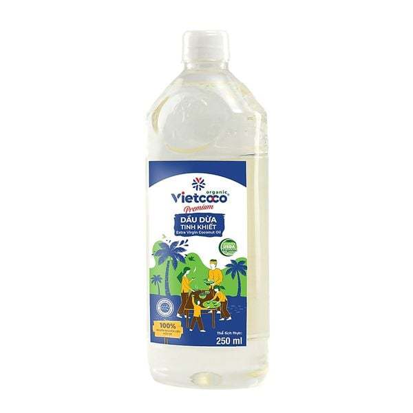 Dầu Dừa Nguyên Chất Vietcoco 250ml Extra Virgin Ép Lạnh – Dưỡng Da, Dưỡng Tóc, Nấu Ăn Healthy