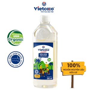 Dầu Dừa Nguyên Chất Vietcoco 250ml Extra Virgin Ép Lạnh – Dưỡng Da, Dưỡng Tóc, Nấu Ăn Healthy
