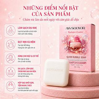 Xà phòng bọt tinh chất dưỡng sáng 50g, da sạch mịn tươi tắn, làm sạch nhẹ nhàng, bọt mịn mềm, dùng cho mặt và c