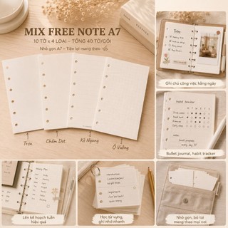 Ruột Planner A7 6 Lỗ – Giấy Kimmi Nhật 100gsm – Trơn Mịn – 45 Sheets